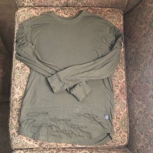 -Distressed Green Long Sleeve Shirt